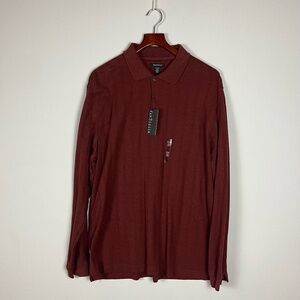NWT Van Heusen Men's Long Sleeve Polo in Merlot - Size XL